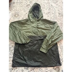 Vintage Gap Anorak Windbreaker Jacket Youth  XXL Olive Black Lined 1/4  Hooded